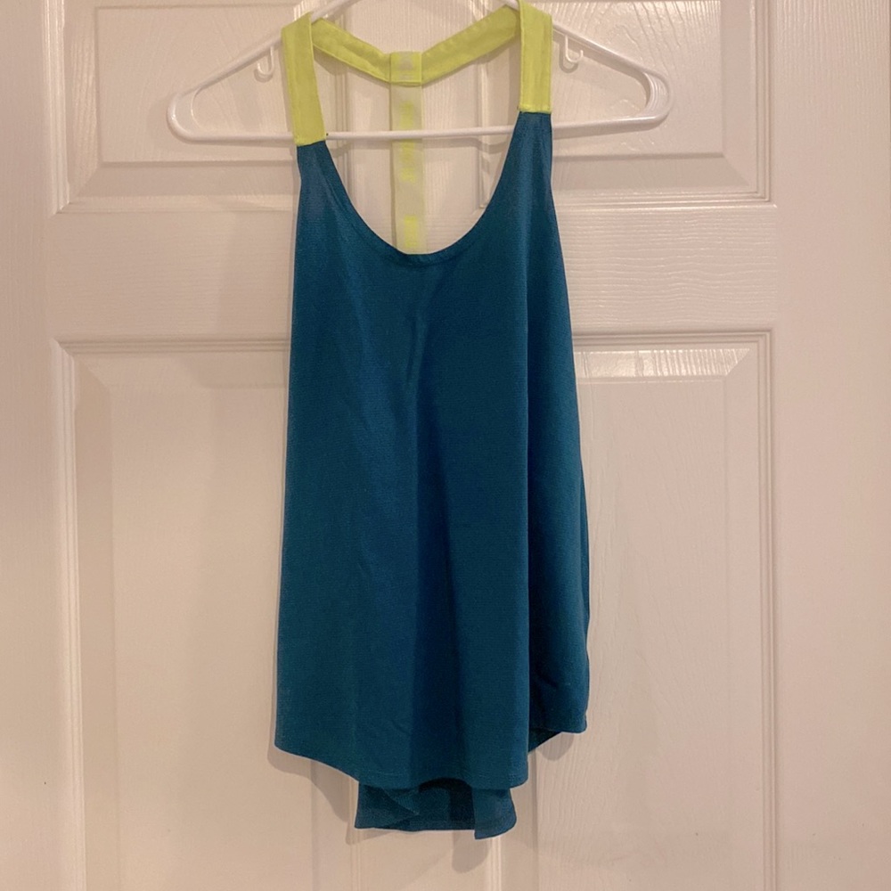 Nike tank top size S, teal with neon yellow straps